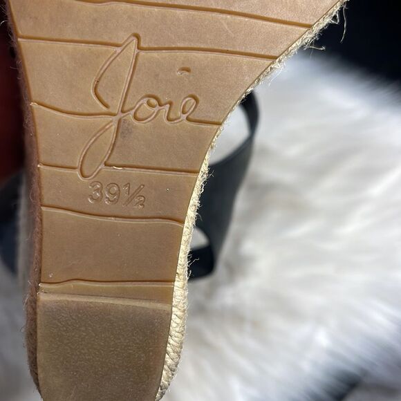 Joie Black Leather Strappy Espadrille Wedge Sandals Sz 38.5/US 7.5 - Picture 6 of 7